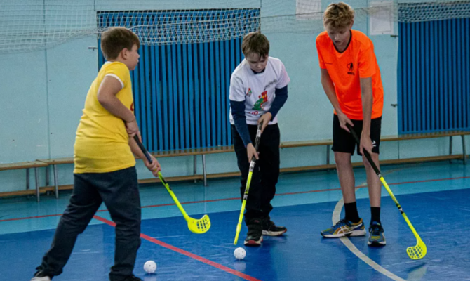 В новомосковских школах появился инвентарь для флорбола