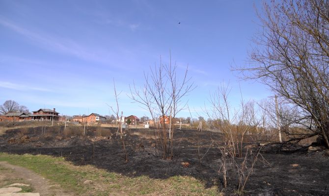 В Петровском квартале в Туле огонь с полей погасили всего в 20 метрах от жилых домов