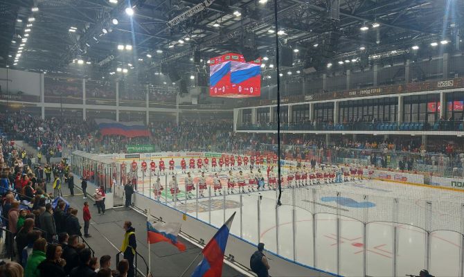 12 мая в Туле прошел хоккейный матч между национальными сборными России и Беларуси