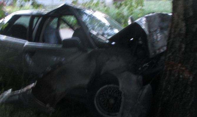 В Узловой пьяный водитель с детьми в машине врезался в дерево: погиб мальчик