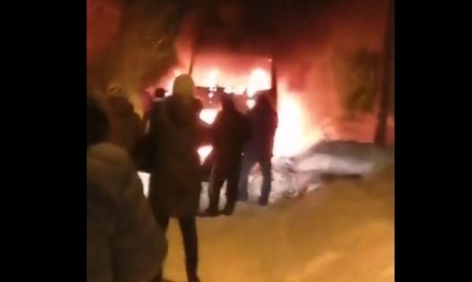 11 января в Тульской области сгорел автобус "ПАЗ"