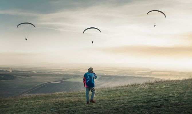 Тульские школьники совершили полёты на парапланах на гору Юца в Пятигорске