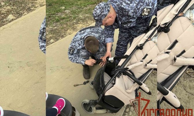 Тульские росгвардейцы починили коляску женщине с ребенком