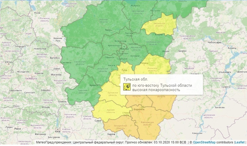 В Туле объявлен желтый уровень погодной опасности