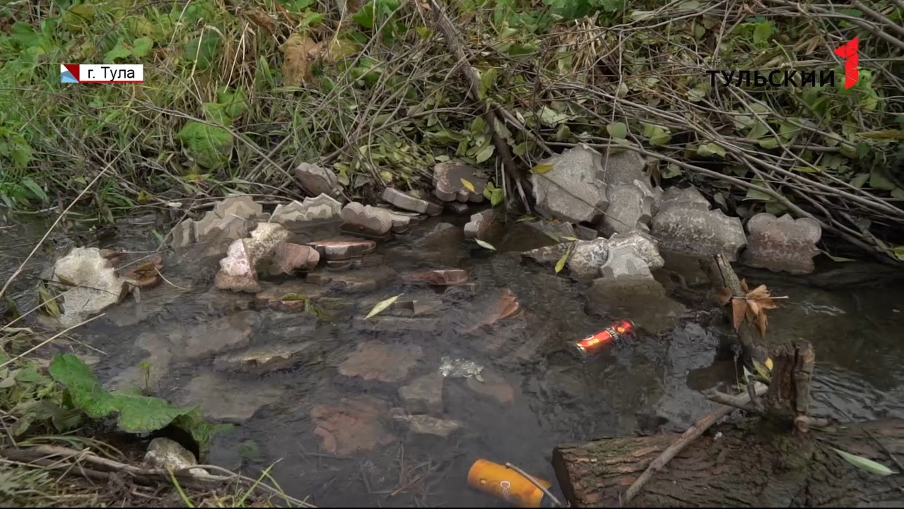 В Туле неизвестные сбросили строительный мусор в ручей