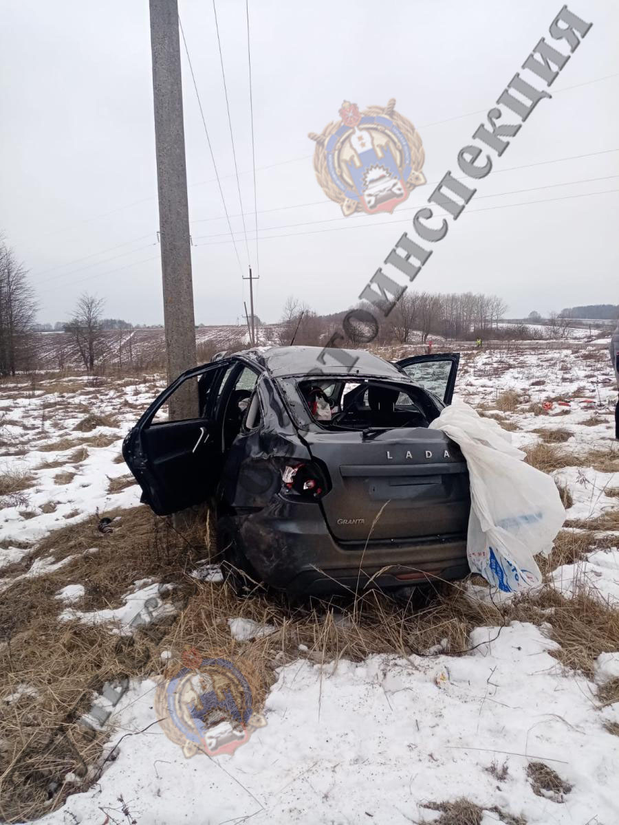 В Ясногорском районе 22-летний водитель Lada Granta съехал в кювет и  врезался в столб - Новости Тулы и области - 1tulatv